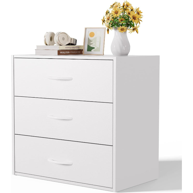 White 3-Drawer Stackable Closet Dresser