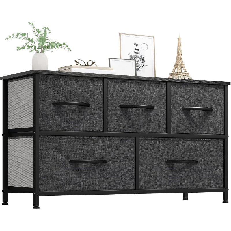 5-Drawer Fabric Storage Dresser, Black