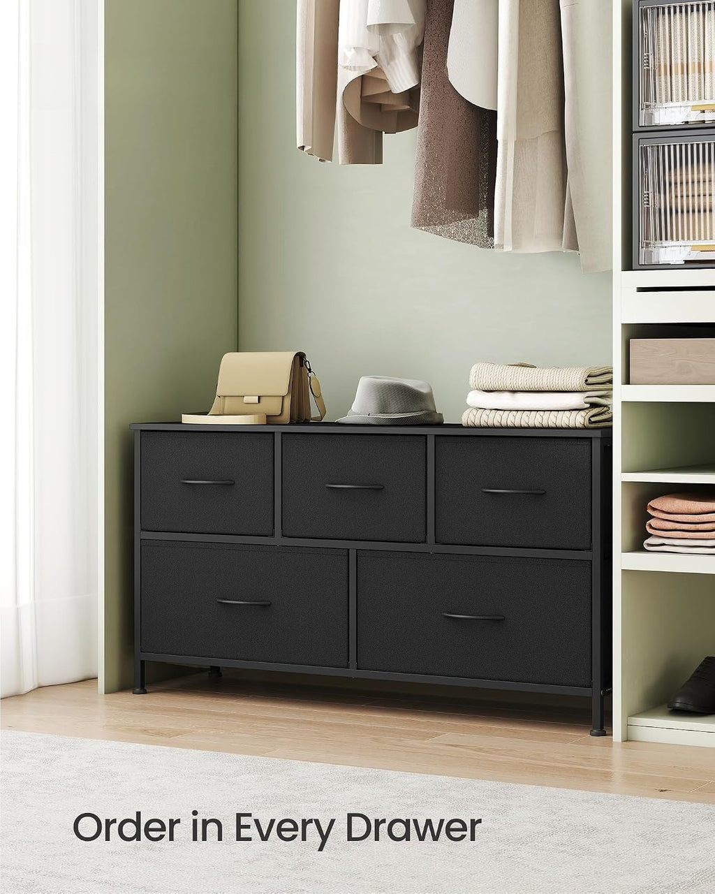 Wide 5-Drawer Fabric Dresser
