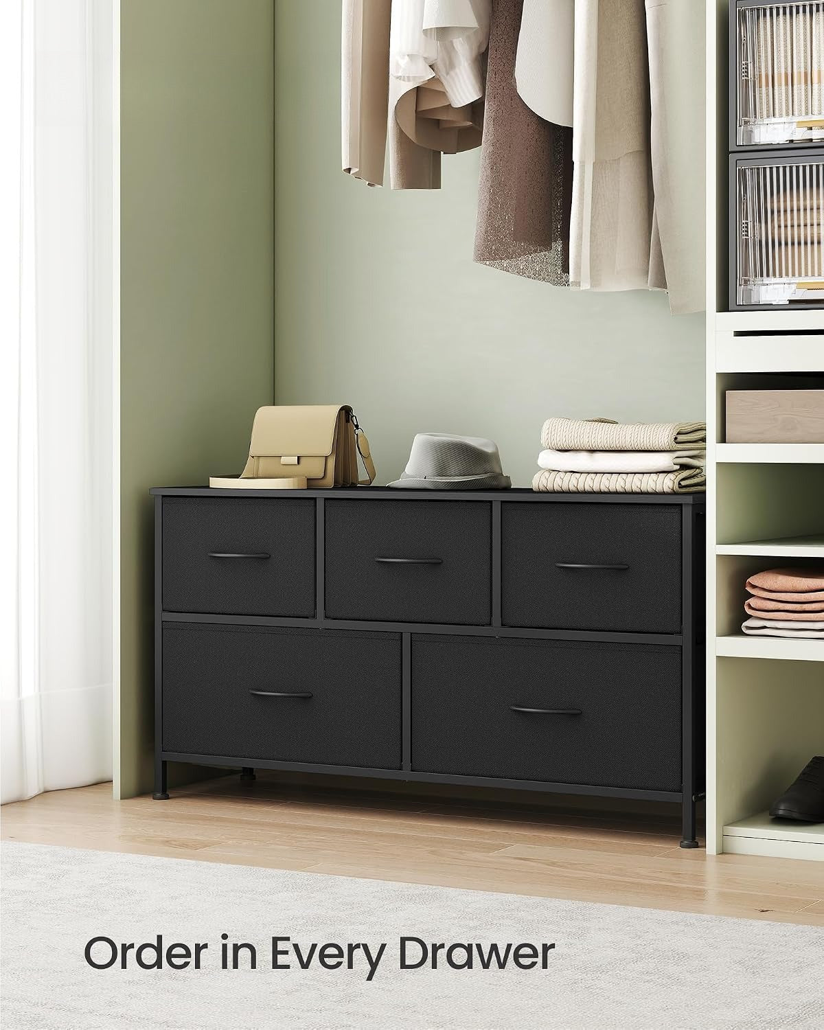 Wide 5-Drawer Fabric Dresser