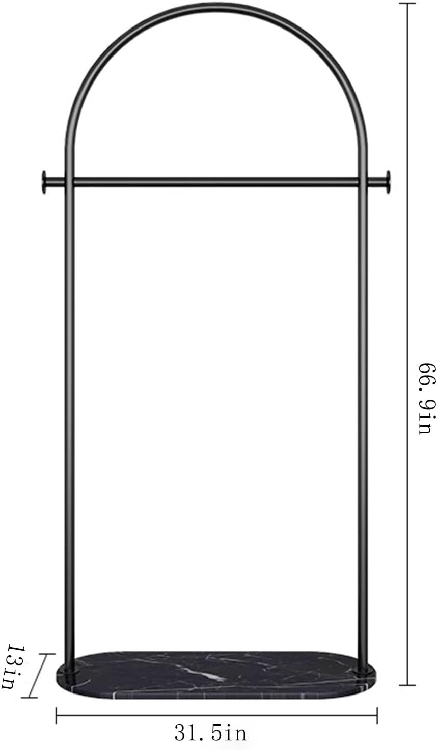 Black Metal Garment Rack with Marble Base