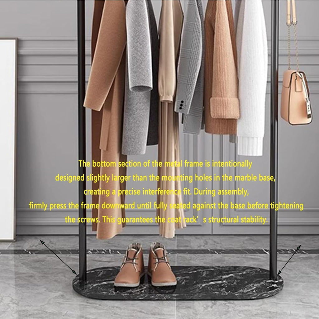 Black Metal Garment Rack with Marble Base
