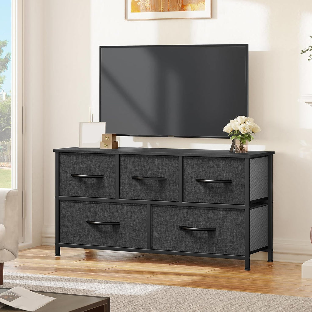 5-Drawer Fabric Storage Dresser, Black