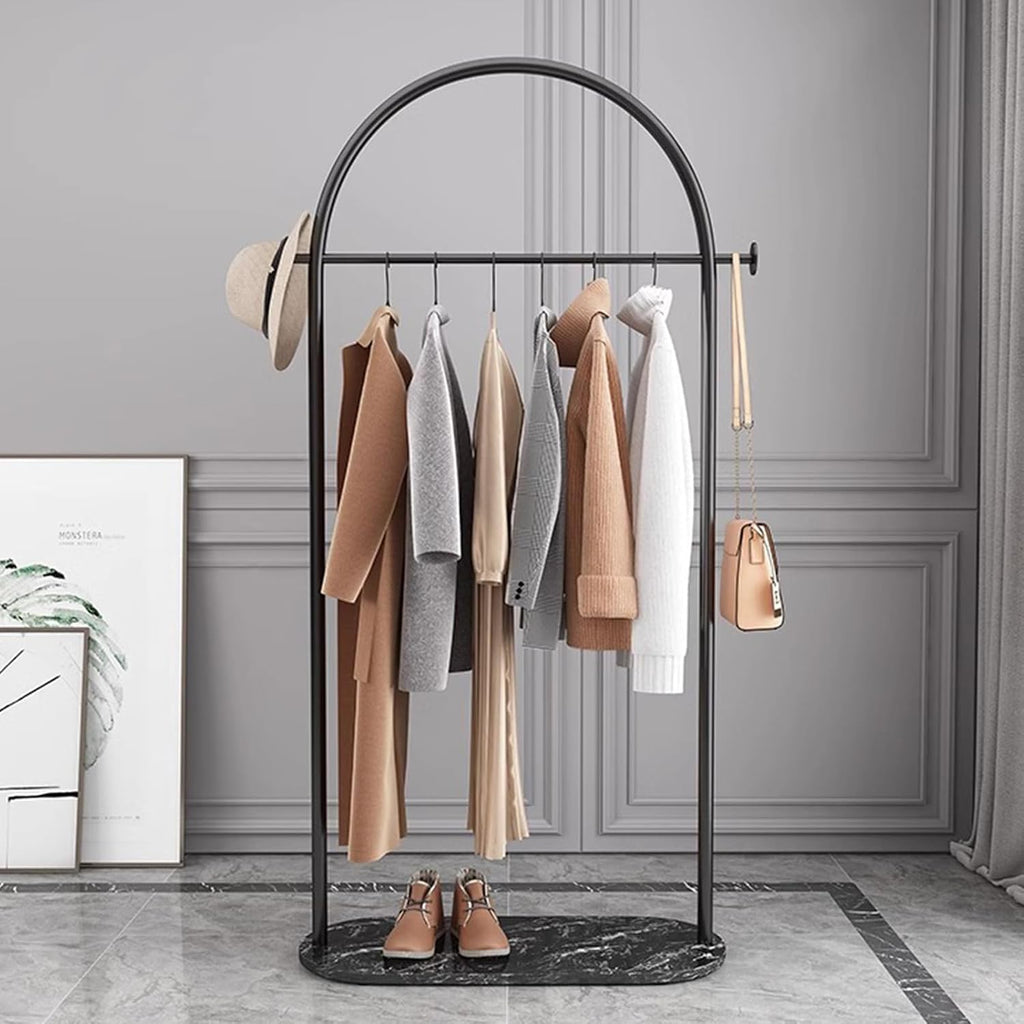 Black Metal Garment Rack with Marble Base