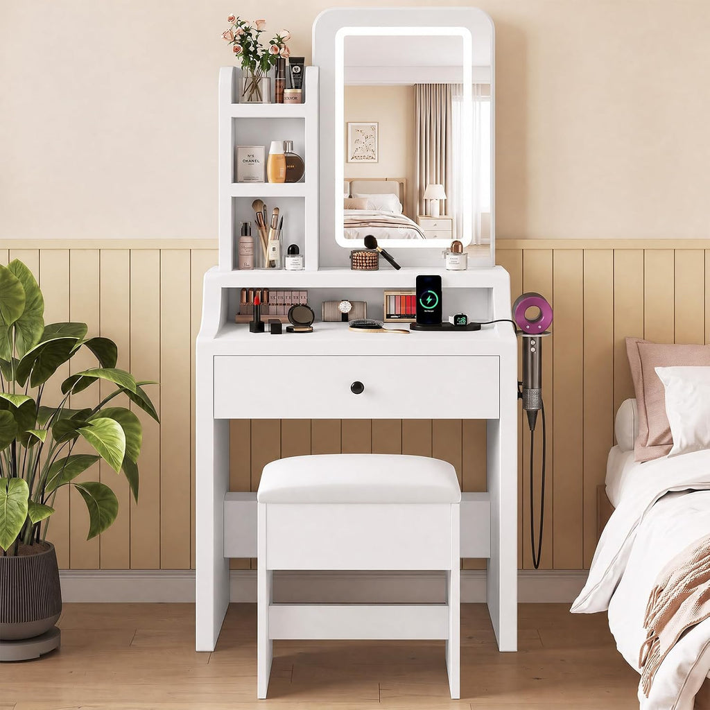 Small LED Vanity Desk Set with Chair