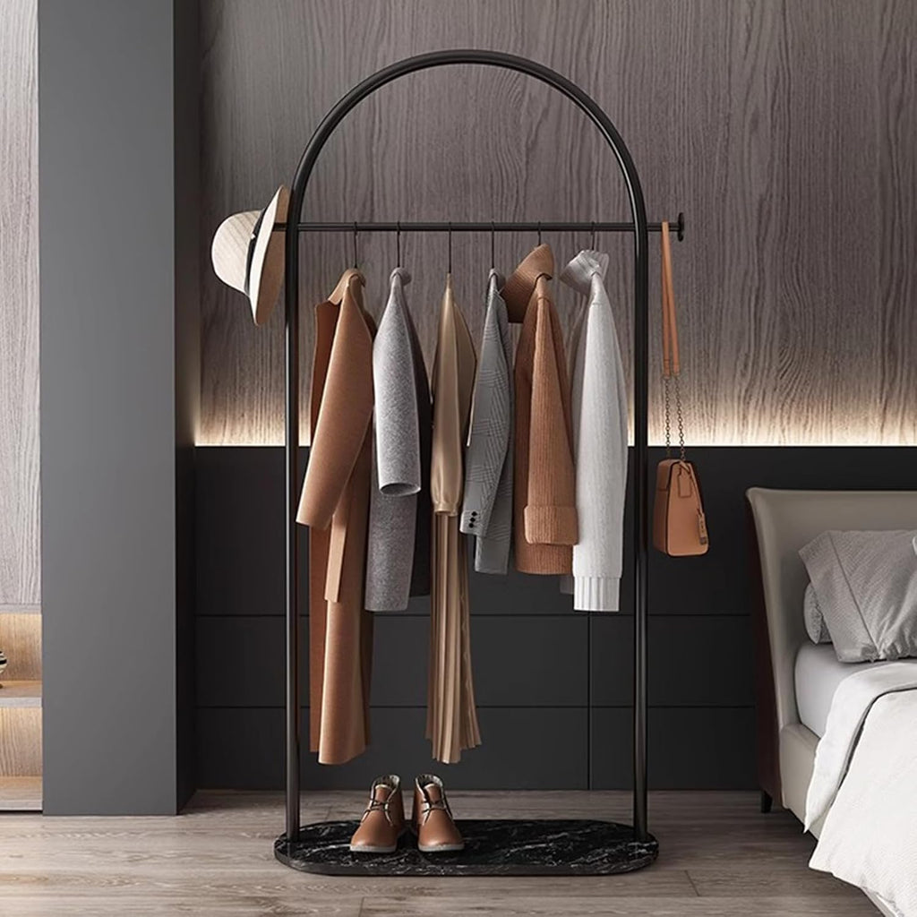 Black Metal Garment Rack with Marble Base