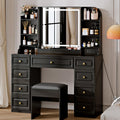 43" Black Glass Top LED Vanity Set