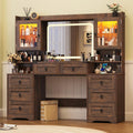 60" Farmhouse LED Glass Vanity, Rustic Brown