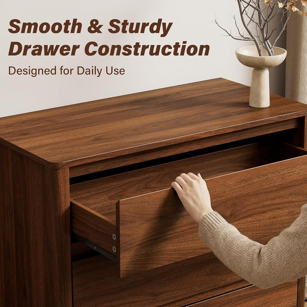 31.5" 3-Drawer Mid-Century Dresser, Walnut
