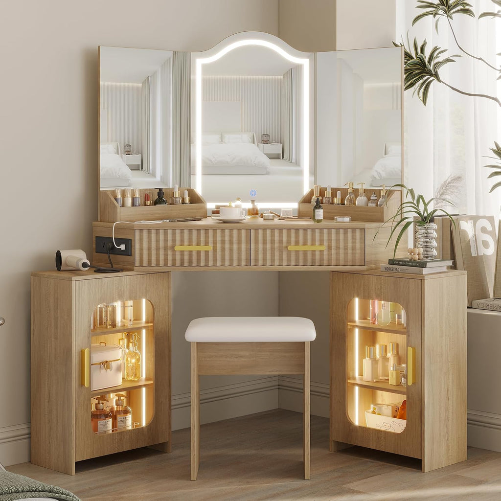 LED Vanity Set with 3-Way Mirror & Storage
