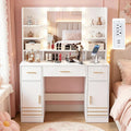 42" White LED Vanity Desk with Power Outlet & Storage