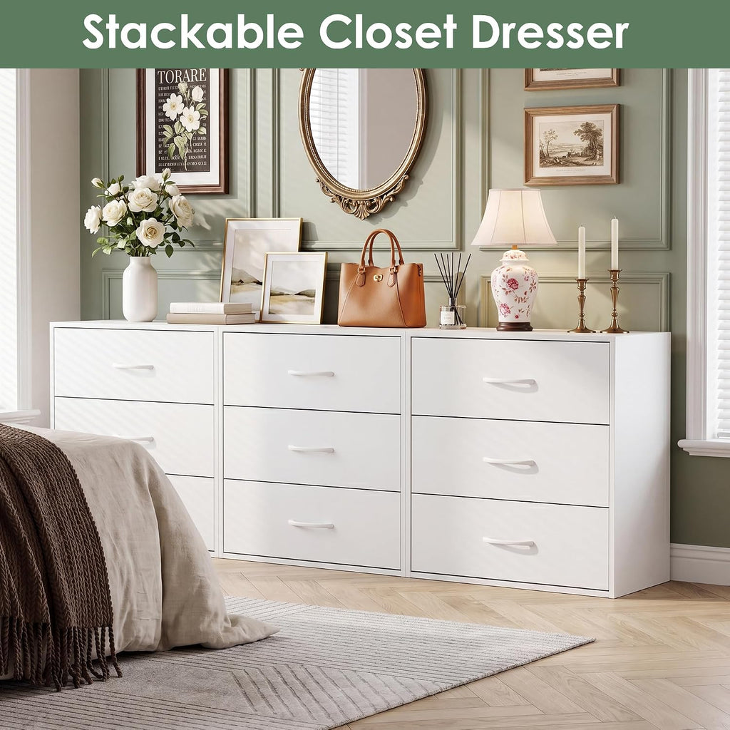 White 3-Drawer Stackable Closet Dresser