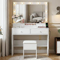 White LED Vanity Desk Set with Chair