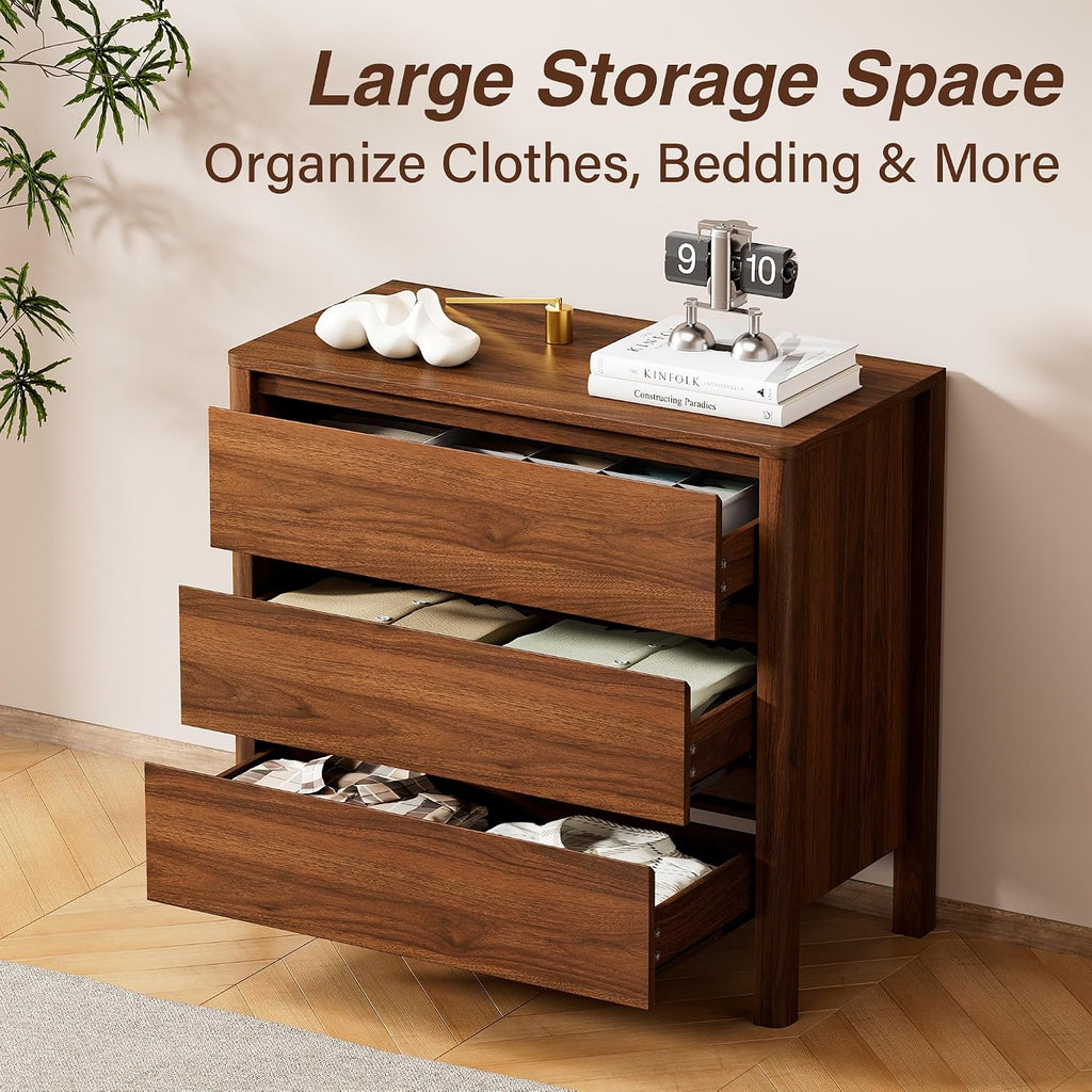 31.5" 3-Drawer Mid-Century Dresser, Walnut