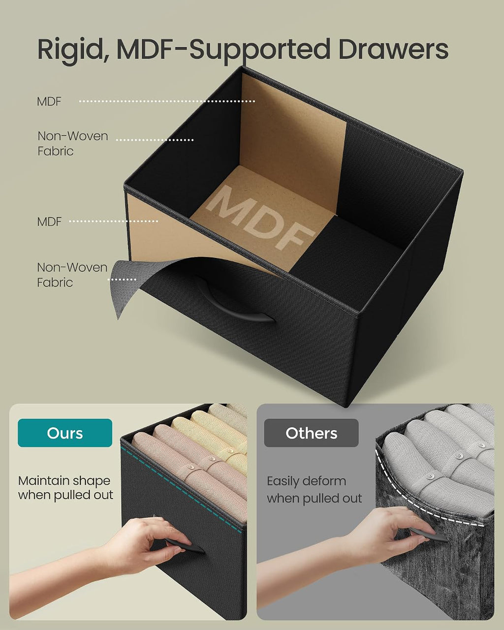 Wide 5-Drawer Fabric Dresser