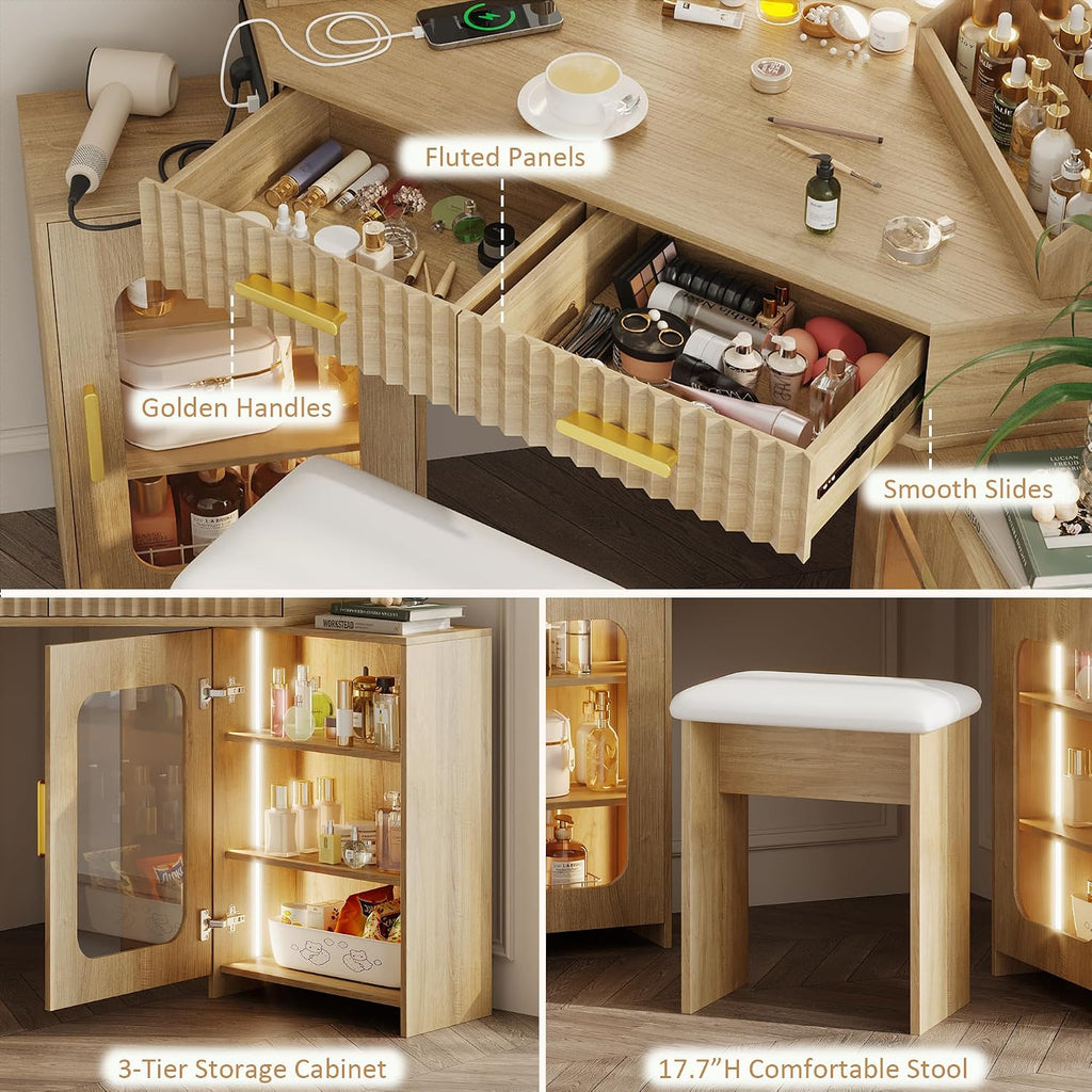 LED Vanity Set with 3-Way Mirror & Storage