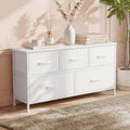 5-Drawer Fabric Dresser, White