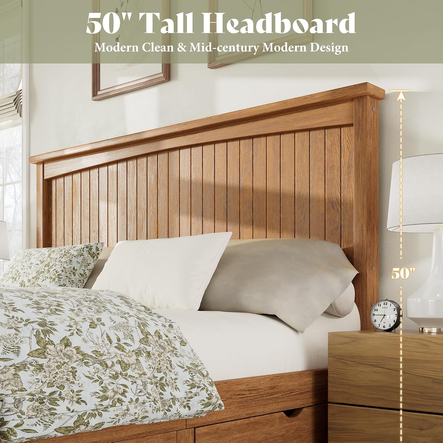 Brown King Solid Wood Storage Bed