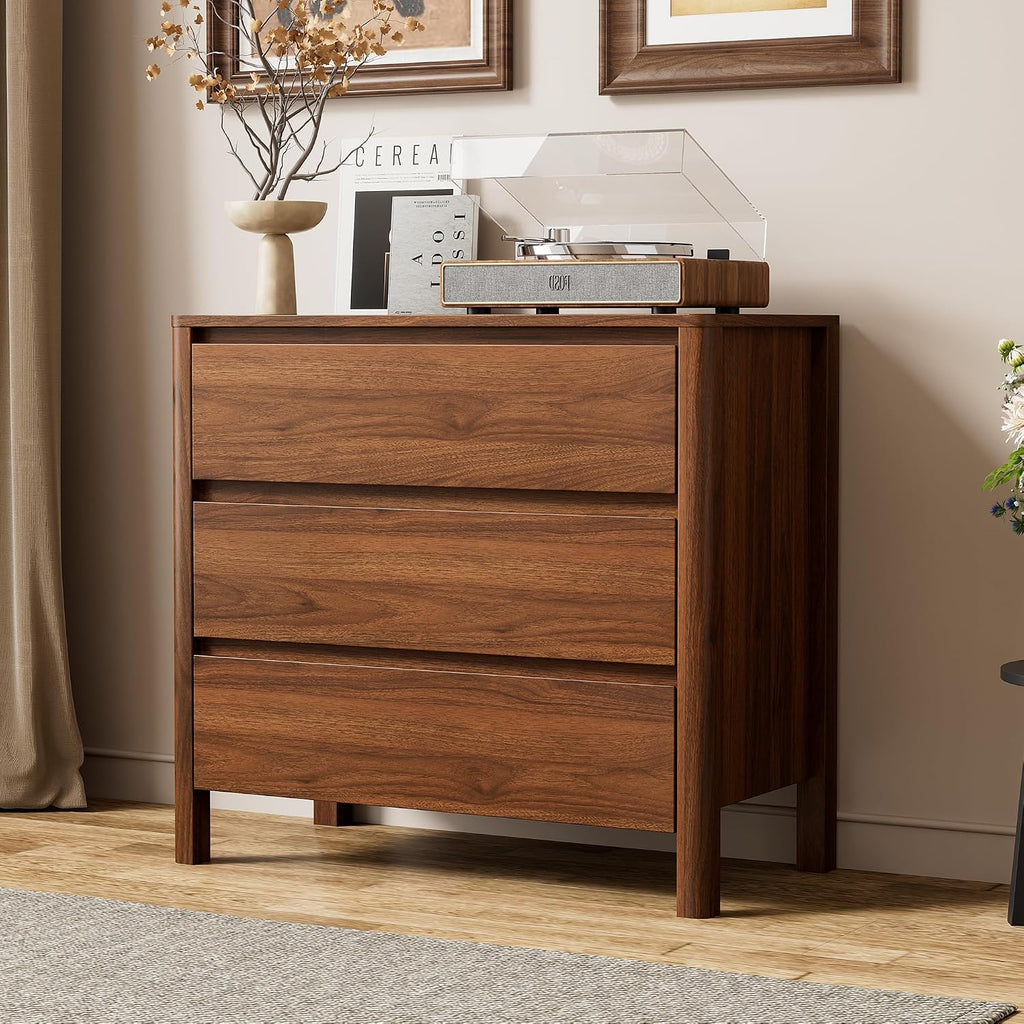 31.5" 3-Drawer Mid-Century Dresser, Walnut