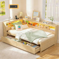 Natural Wood Corner Daybed with Storage & LED
