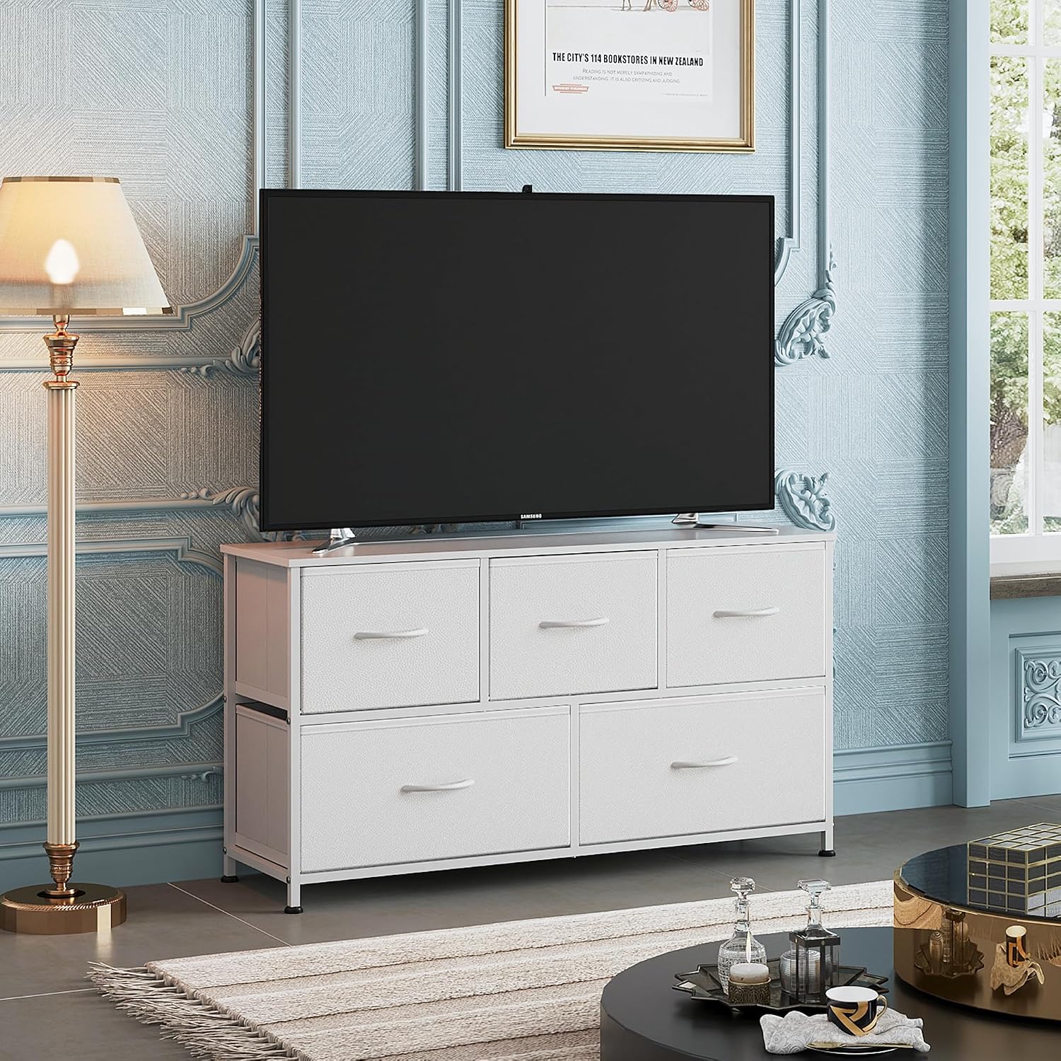 White Wide 5-Drawer Dresser