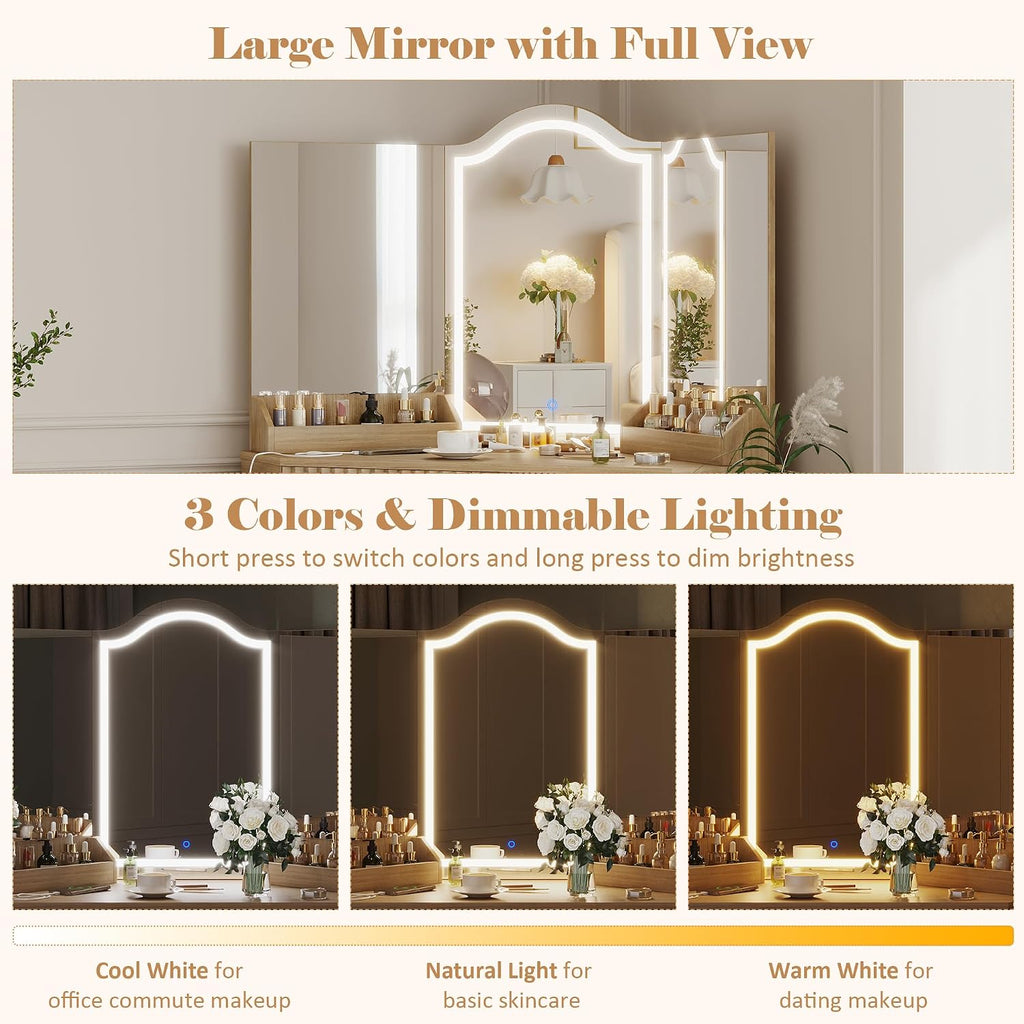 LED Vanity Set with 3-Way Mirror & Storage