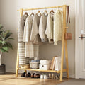 Solid Wood Garment Rack with Shelves, Natural