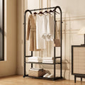 turdy Black Metal Garment Rack with Shelves & Hooks