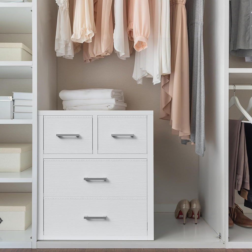 White 4-Drawer Dresser for Closet & Bedroom