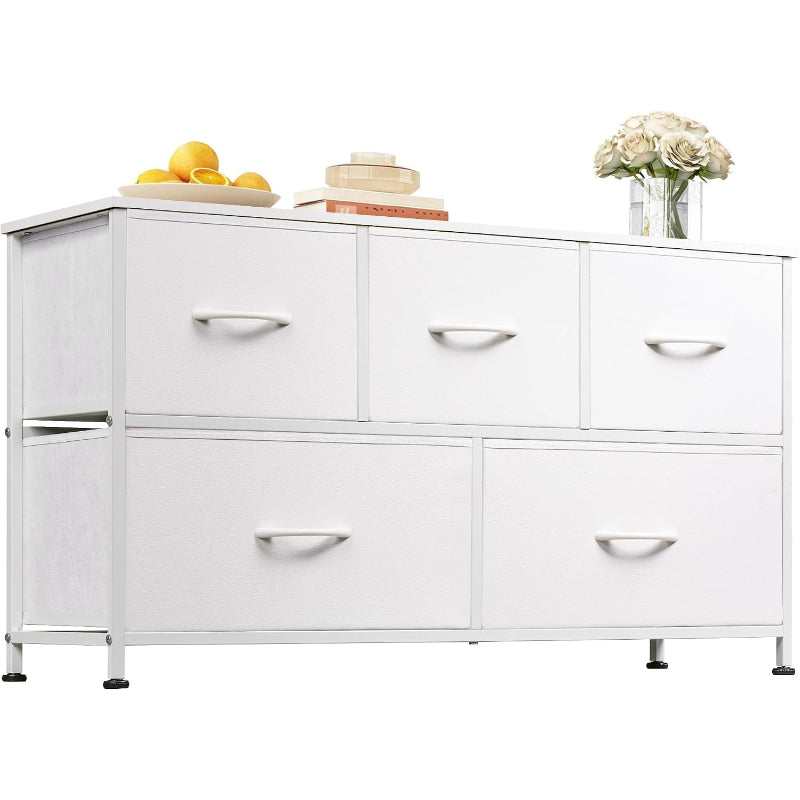 White Wide 5-Drawer Dresser